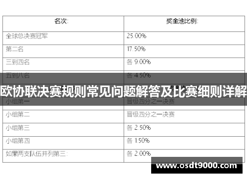 欧协联决赛规则常见问题解答及比赛细则详解